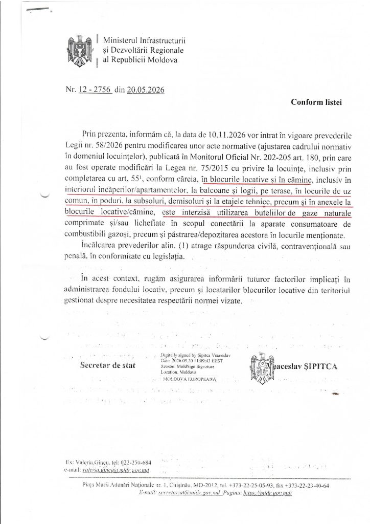 Anunt butelii gaz